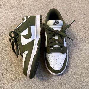 Nike Olive and White Low-Top Sneakers